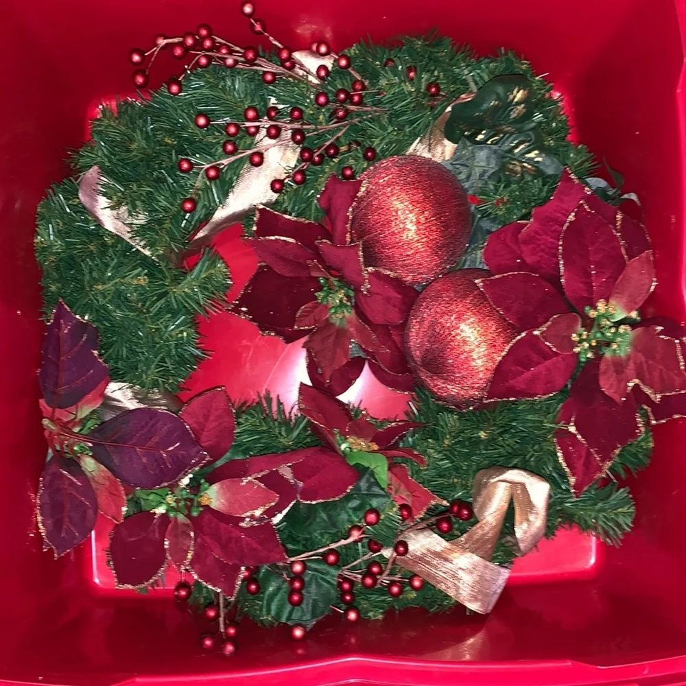 Handmade Christmas wreath with container